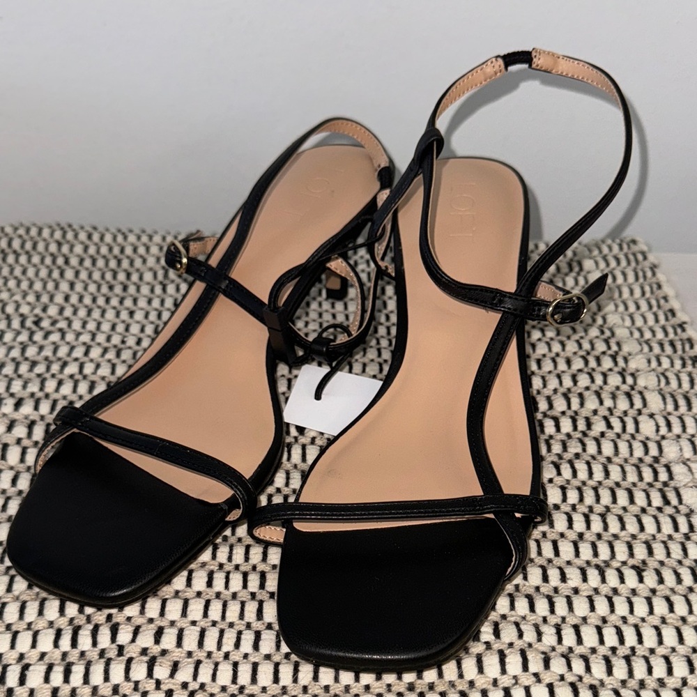 LOFT Black Strappy Sandals